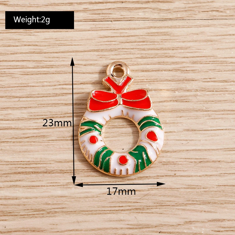 10 Stück niedliche Emaille-Weihnachtsanhänger mit Weihnachtsmann, Baum und Schneemann zum Basteln von Halsketten, Ohrringen, Armbändern, DIY-Bastelarbeiten und als Geschenk – Detail 17