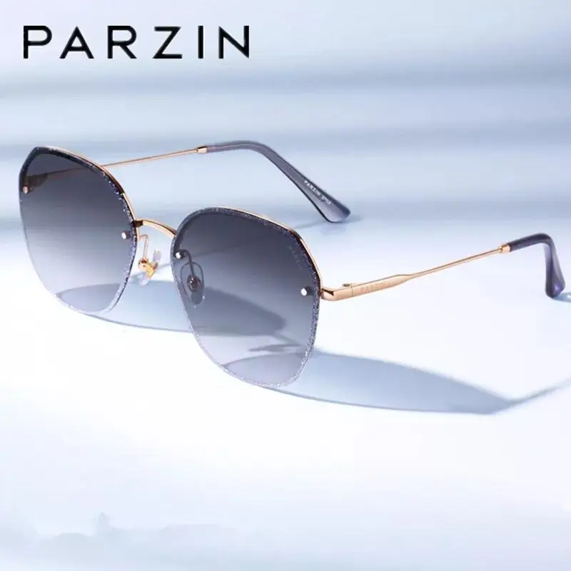 

PARZIN Luxury Rimless Sunglasses Women Ladies Driving Glasses UV Protection Shades Lunette De Soleil Femme 8261