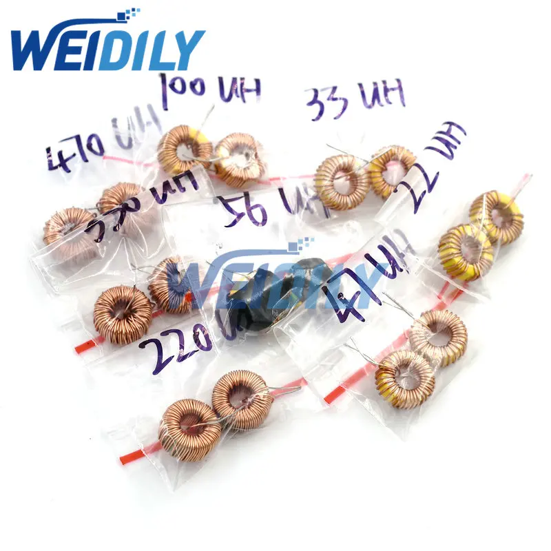 

16PCS 3A 22UH-470UH Magnetic Induction Coil Toroidal inductor Winding Inductance For LM2596 8 Values Each 2pcs Assortment