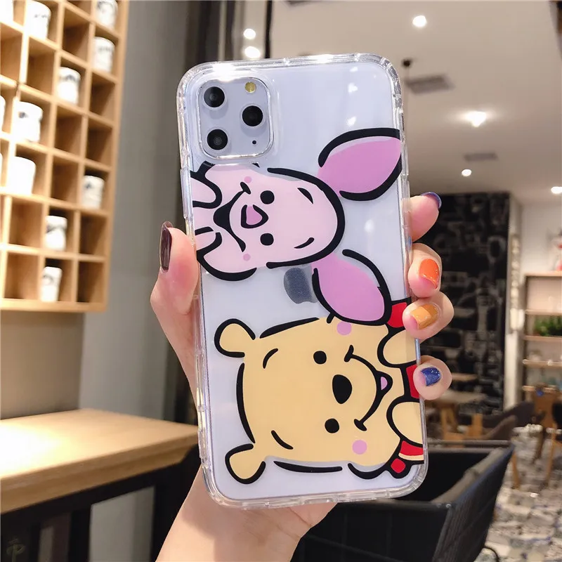 Custodia morbida Cartoon Disney Winnie the Pooh per iPhone 12 Pro 11 Pro XS Max X XR 7 8 Plus Cover posteriore Silicone TPU Shell anticaduta