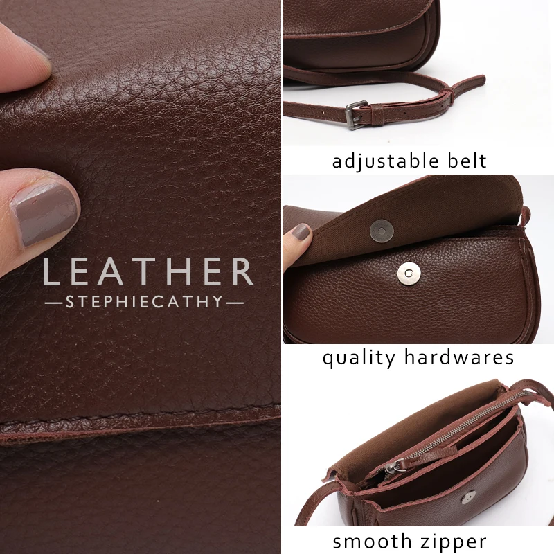 SC Vintage Genuine Leather Women Flap Messenger Bags Casual Satchel Crossbody Shoulder Handbags Female Retro Cowhide Sling Purse