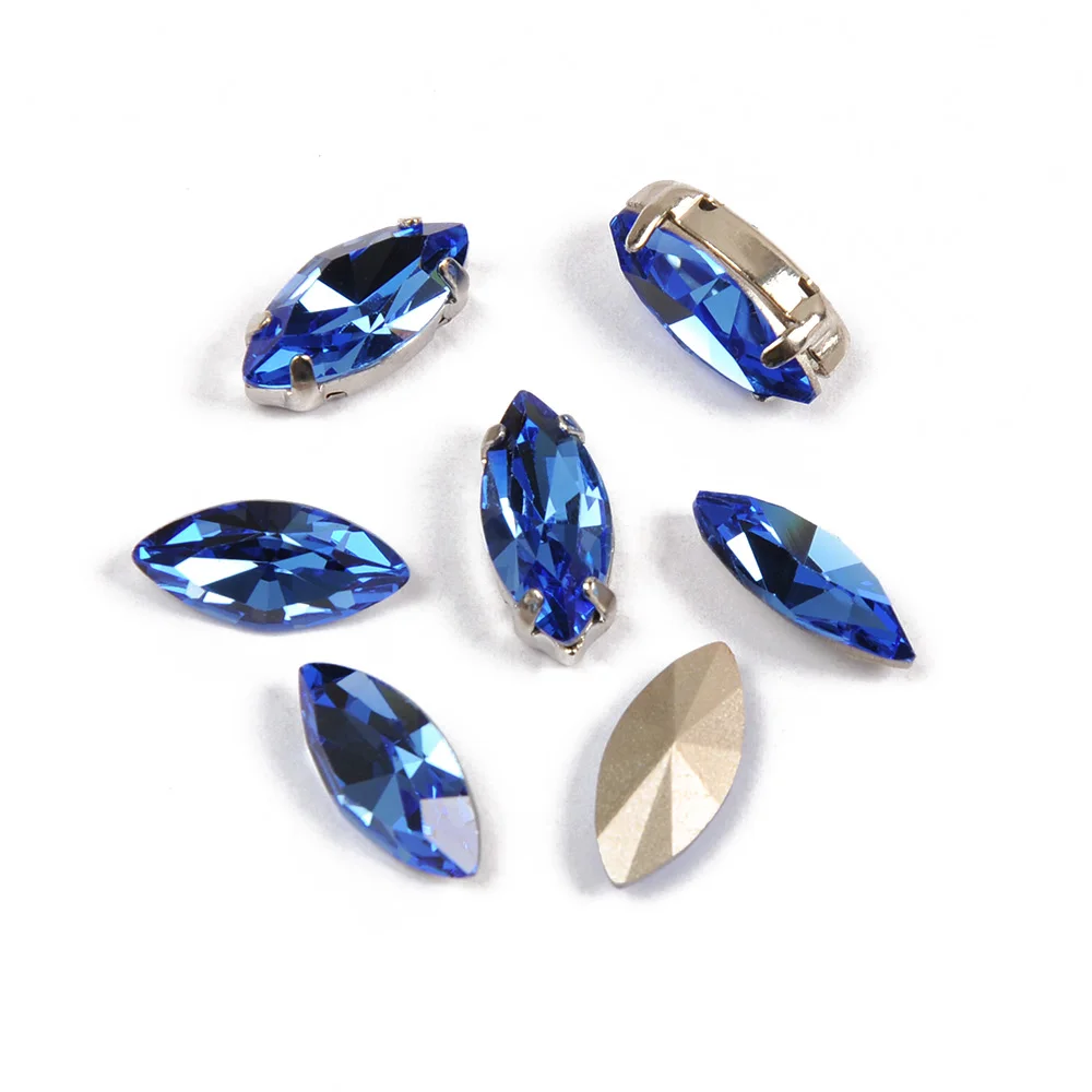 CTPA3bI Sapphire Navette Glass Rhinestones With Claw Horse Eyes Crystal Stones Strass Diamond Beads For Clothes Dancing Dress