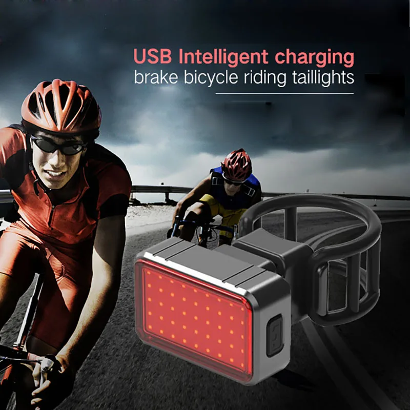 Smart Bicycle Taillights USB Intelligent Stop Signal Brake Lamp Rear light Tail Light MTB Riding Bike Accessories Safety Lantern