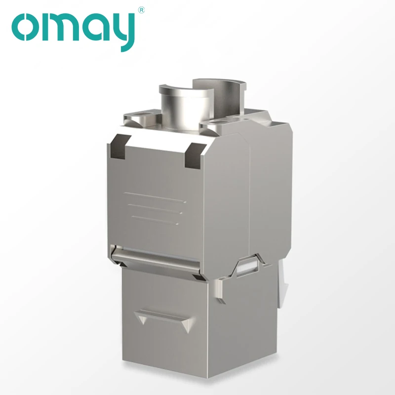 OMAY RJ45 CAT8 Cat7 CAT6A Tool-Less STP Shielded Keystone Jack Module,Self-Locking CAT6 CAT5E Zinc Alloy Network Coupler Adapter