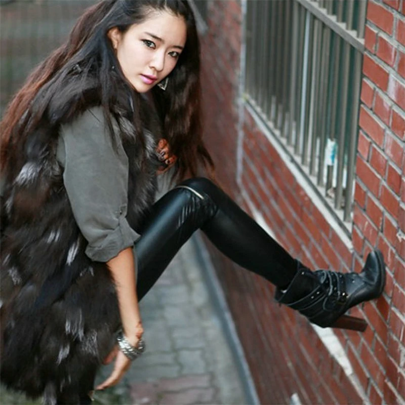 Winter women's fashion fur pure natural silver fox fur vest long fox vest fur coat