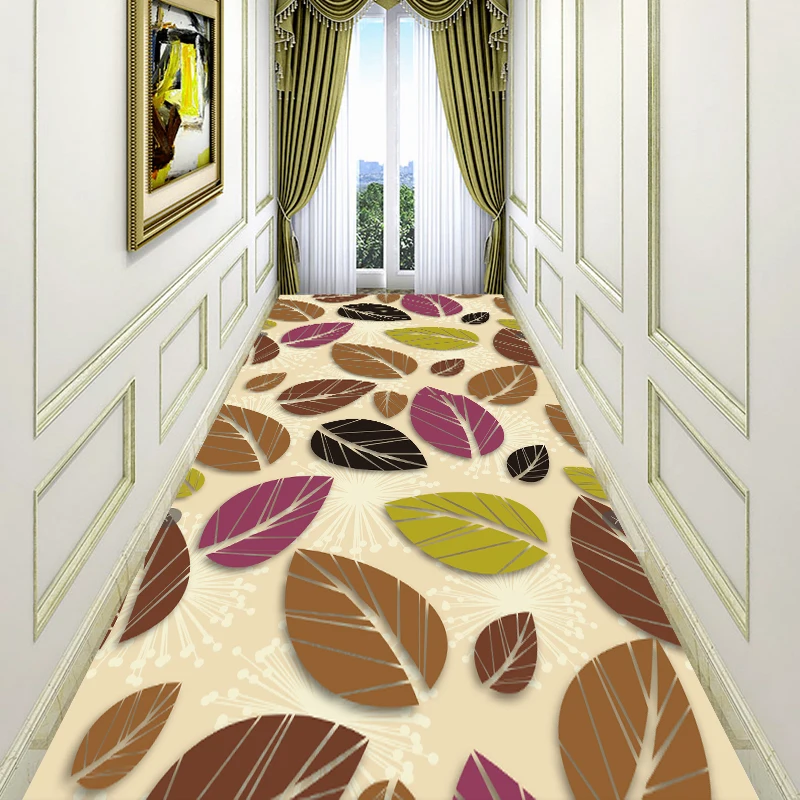 

Leaf Print 3D Carpets for Hallway/Entrance/Stair Bedroom Area Rugs Kitchen Floor Mat Home Corridor Carpet Hotel Long Aisle Rug