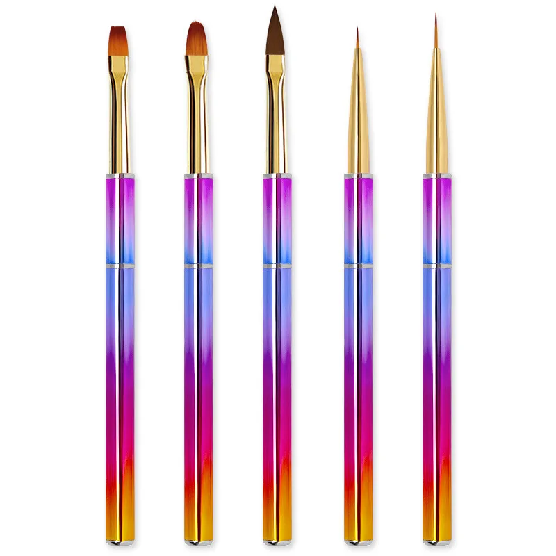 

5Pcs/Set Nail Art Acrylic UV Gel Extension Builder Pen Stripe Line Liner DIY Carving Painting Drawing Brush Manicure Tool