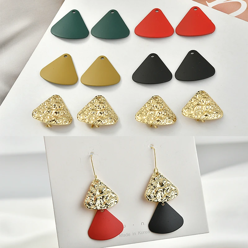 Advanced feeling fan-shaped contrast asymmetric earrings diy retro rubber paint texture ear jewelry material accessories