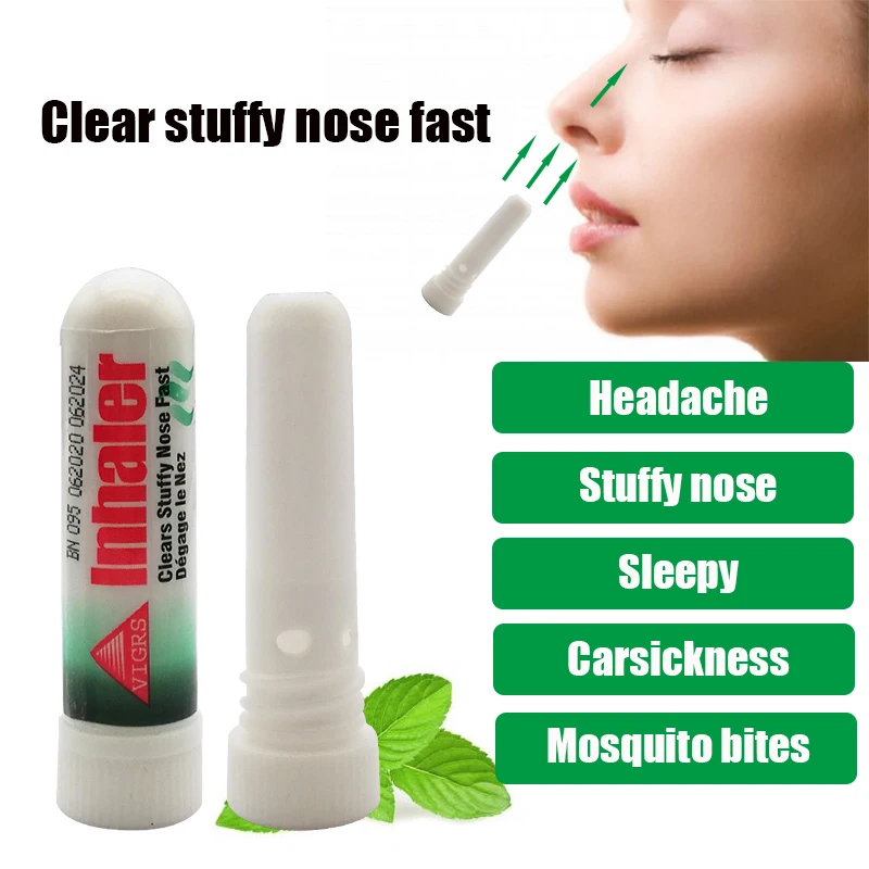 Thailand Nasal Inhaler Treatment Rhinitis Stuffy Breezy Asthma Dizziness Headache Essential Oil Mosquito Bites Mint Health Care