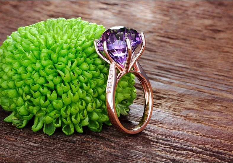 QTT Silver Color Ring for Women Eternity Purple CZ Rose Gold Rings Trendy Big Crystal Lovely Ring Open Resizable  Vintage Ring