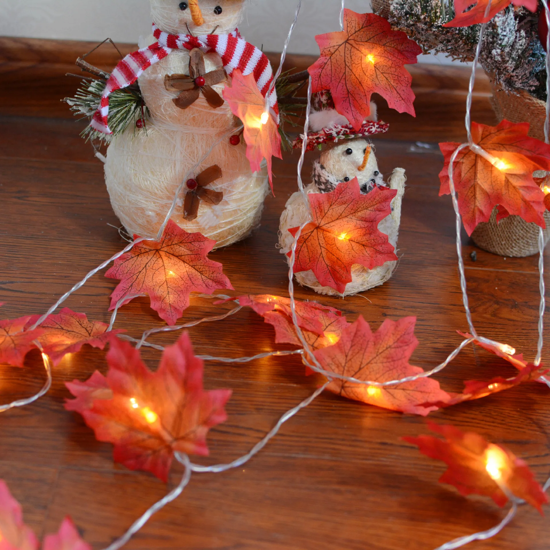 PheiLa LED Maple Leaf String Light Autumn Atmosphere Garland Lamp String Battery Operated for Wedding Birthday Party Decoration