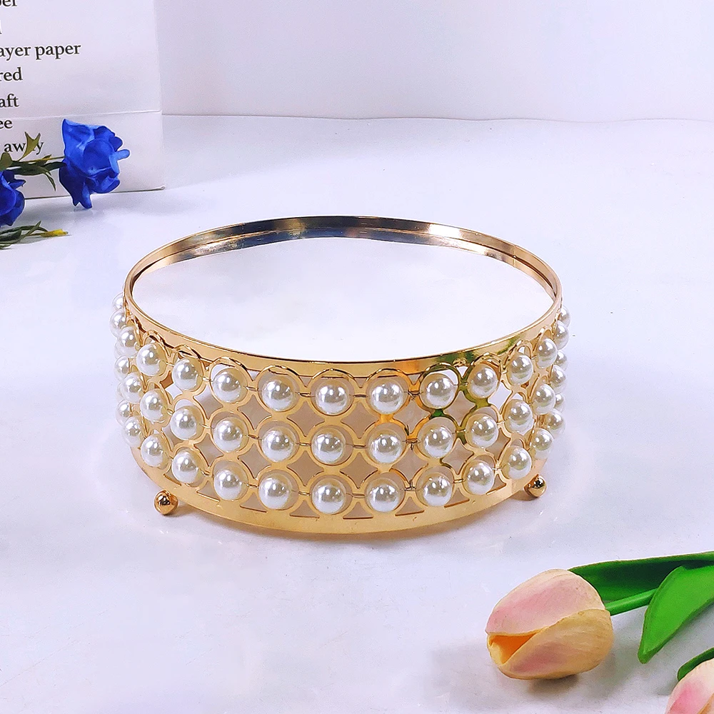 1pc Gold Mirror Metal Cake Stand Round Cupcake Wedding Birthday Party Dessert Pedestal Display Plate Home Decor