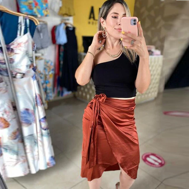 One Piece Style Short Skirt Fashion Women Knee Length 2021 Casual  Chiffon Skirts Faldas Mujer Moda Cheap Girls Formal Wear