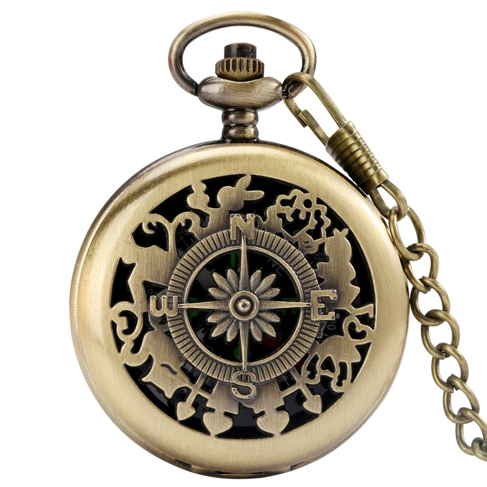 Compass Fashion Vintage Design Outdoor Activities Camping Hiking Portable Compass Pocket Watch with 30cm Hook Waist Chain Gifts