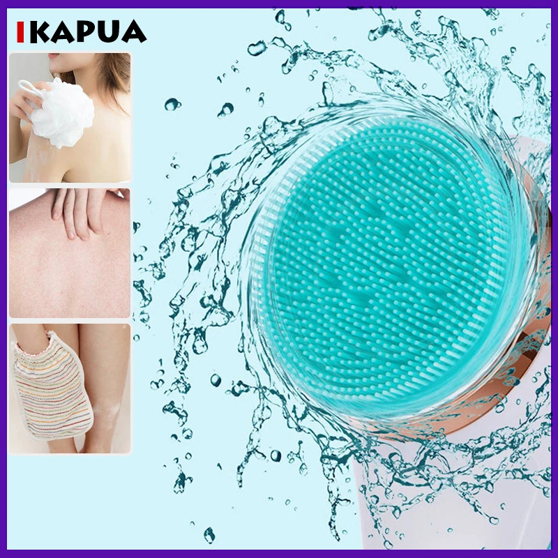 

Electric Silicone Bath Brush Back Scrubber 4 Brush Heads USB Rechargeable Rotating Shower Massager with 2 Speeds Long Handle