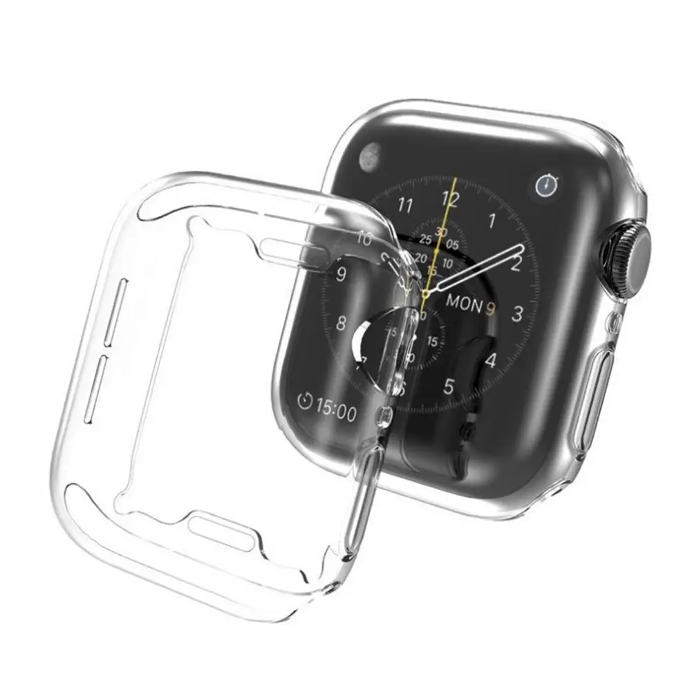 Capa transparente para apple assista caso 7 45mm 41mm iwatch 7 tpu pára-choques protetor de tela clara apple relógio acessórios