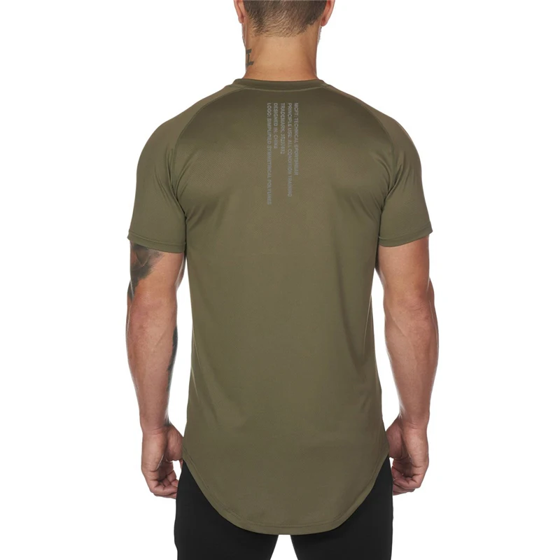 Summer Top Fitness Short Sleeve T Shirt Men O Neck Mesh Mens T Shirt Quick Dry Tee Male Slim Fit Gyms Tee Shirt Homme