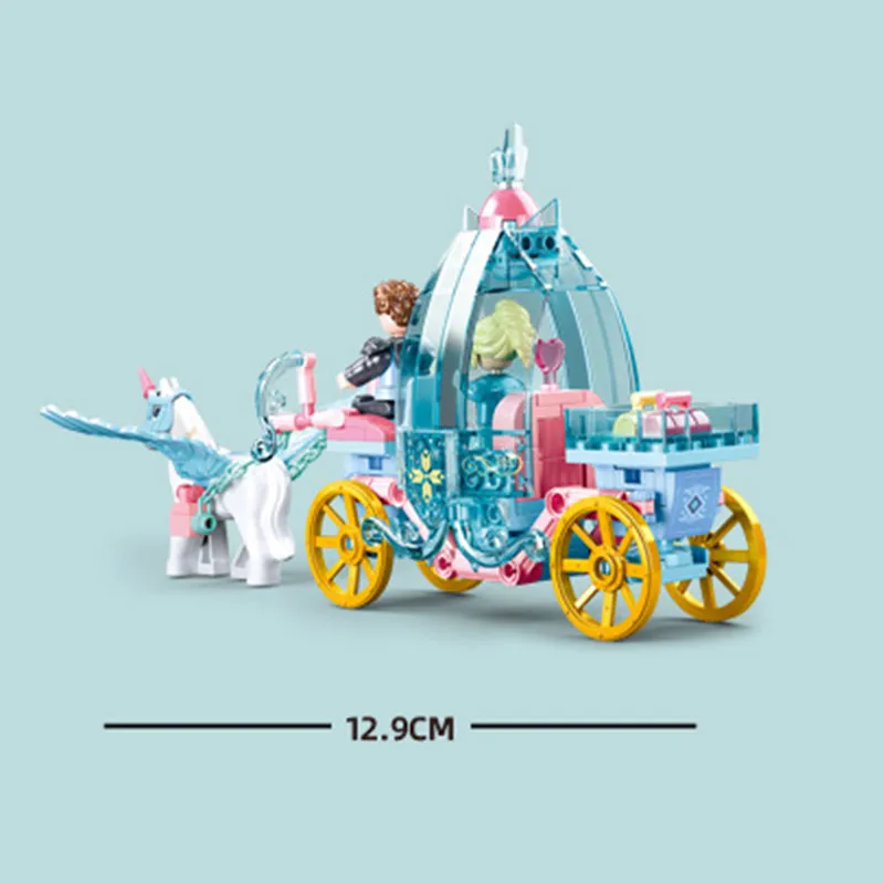 191 Stücke Freunde Eis und Schnee Pferdekutsche Bausteine Sets Geburtstagsgeschenk DIY Kreative Steine Lernspielzeug für Mädchen – Detail 2