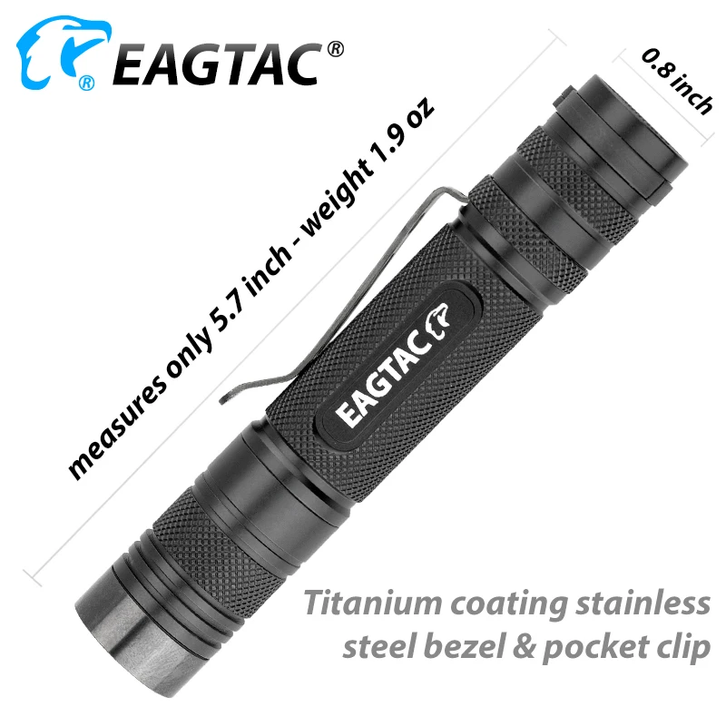 EAGTAC D25C2 XM-L2 219C CRI92 850 Lumens 4 Modes 7 Hidden Outputs LED Flashlight Pocket Torch Lower Low Mode