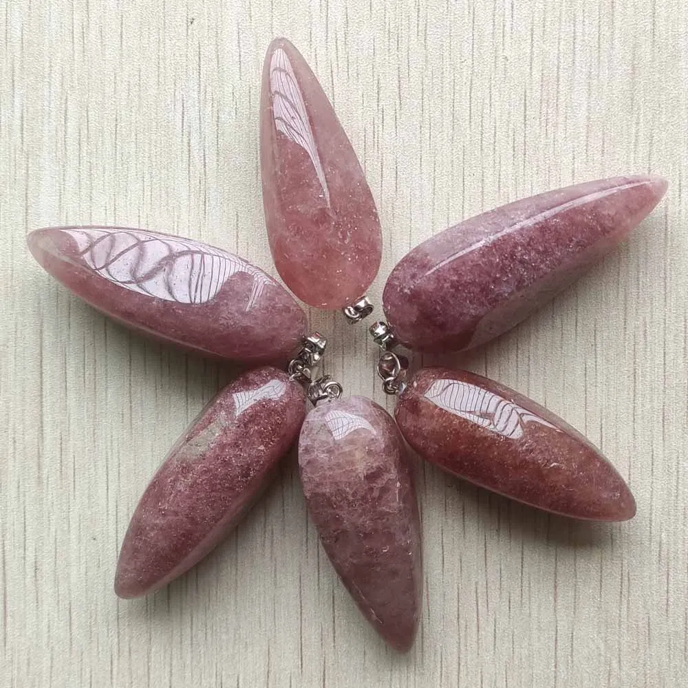 

Good quality natural strawberry gold color stone hexagon cone pendants for jewelry making wholesale 6pcs/lots free shipping