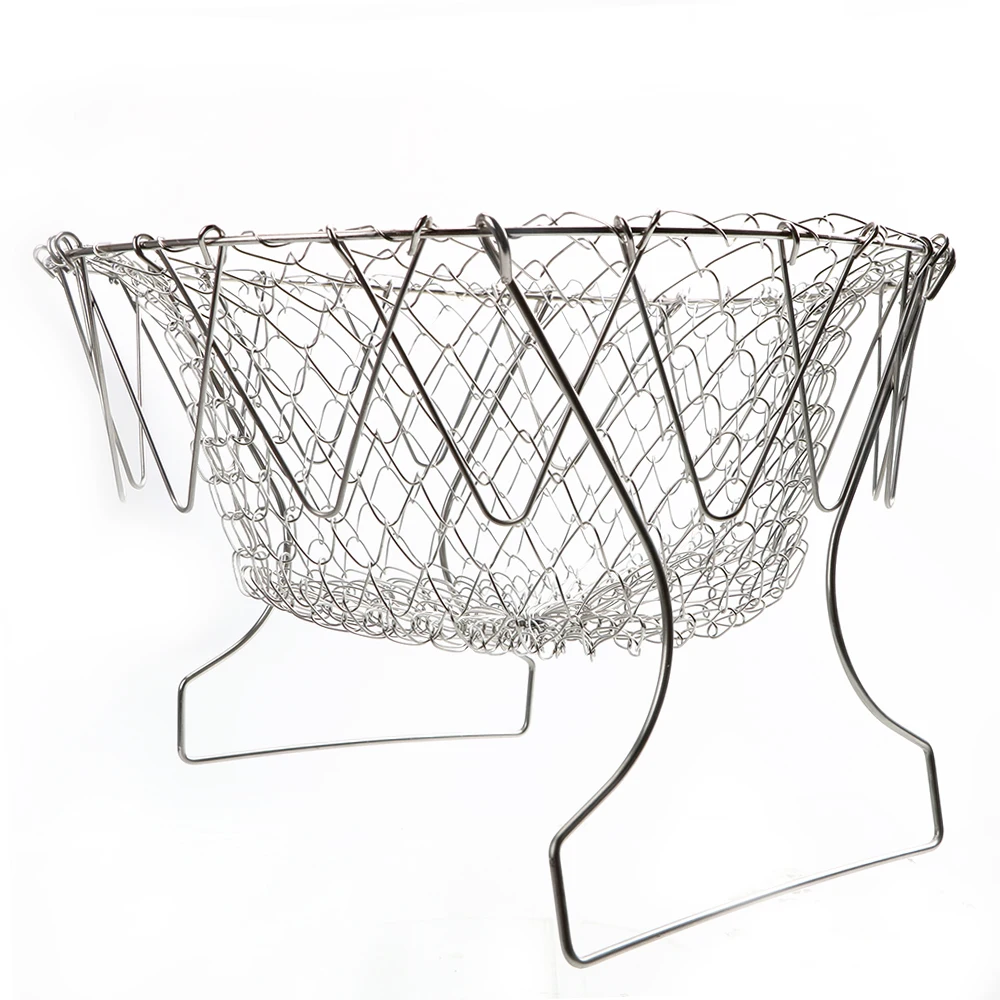 HILIFE-سلة طهي بطاطس مقلية ، أداة مطبخ قابلة للطي ، فولاذ مقاوم للصدأ ، مصفاة بخار ، شطف ، مقلاة ، مصفاة