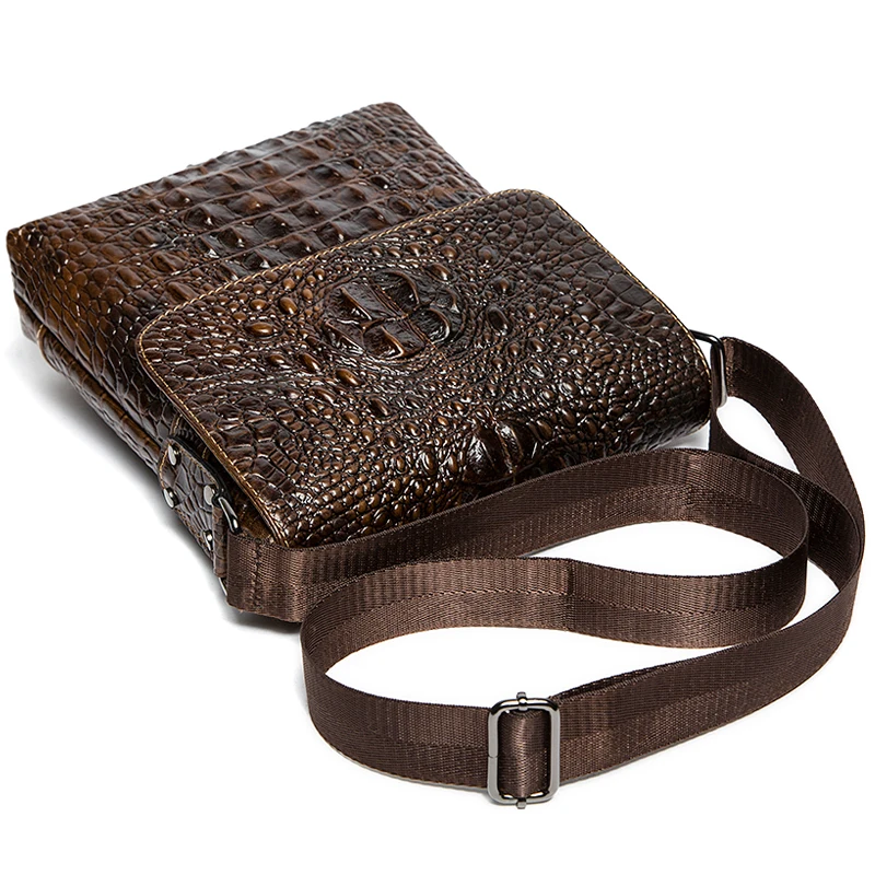 MVA Brand Men\'s Crossbody Shoulder Bags Men Genuine Leather Crocodile Pattern Fashion Business Man Messenger Bag Alligator 9881