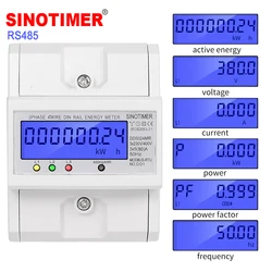 Multifunctional RS485 Modbus 3 Phase 4 Wire Electronic Wattmeter Power Consumption Energy Meter 5-80A 380V AC 50Hz Backlight