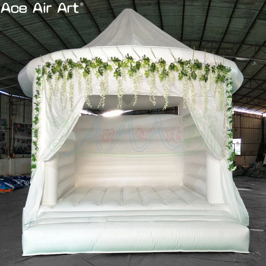 Sale Summer Outdoor White Wedding Inflatable Bouncer Jumping Pavilian Bouncy House With Air Blower for Made in China