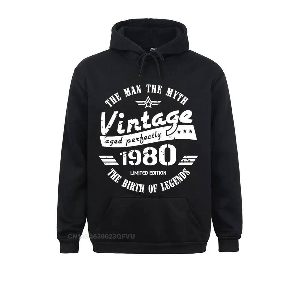 Vintage 1980 Hoodies 40th Birthday Pure Cotton Sweahoodies For Men Camisas Anime 40 Years Old Best Gift New Clothing Shirt