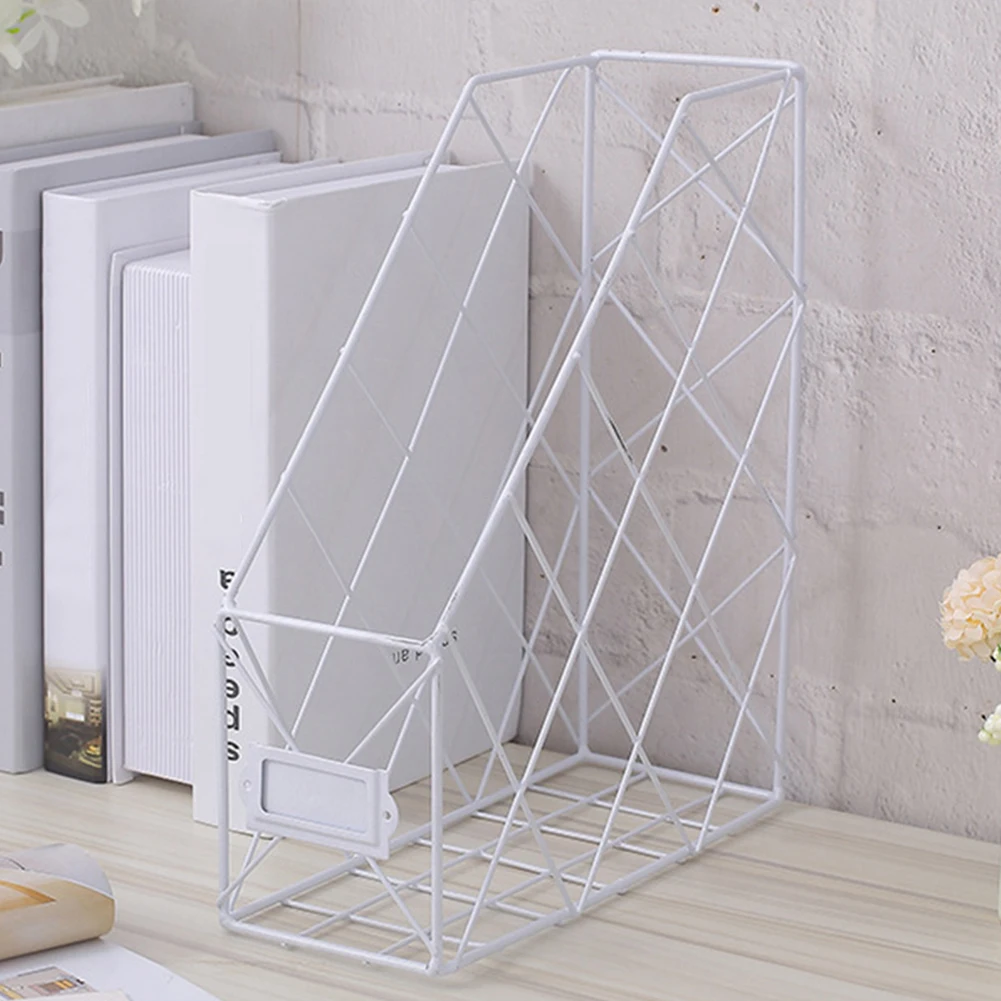 1/2/4 Layers Iron Grid Book Organizer Book Stand Holder Shelf Bookend Desktop Newspapers File Storage Box Holder Home Decor