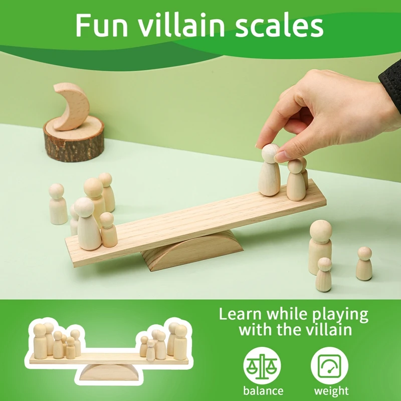 Balance Scale Toy Children's Montessori Educational Toys  DIY Maple doll Baby Balance Training Constructor for Children Gifts