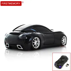 New USB Wireless Mouse Black Sports Car Design Computer Mouse Mini Ergonomic Gaming Mice LED Flashing Light PC Mause For Laptop