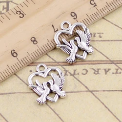 20pcs Charms Heart Lover Dove 18x15mm Tibetan Silver Color Pendants Antique Jewelry Making DIY Handmade Craft Pendant