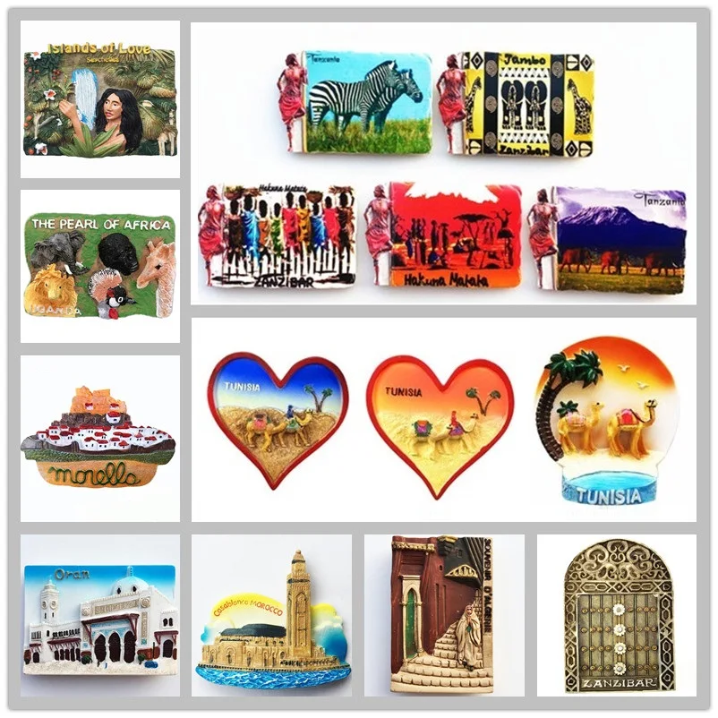 Algeria Seychelles Morocco Tunisia Tanzania Uganda Magnets Fridge Magnetic Tourist Souvenir Decoration Articles Handicraft Gifts