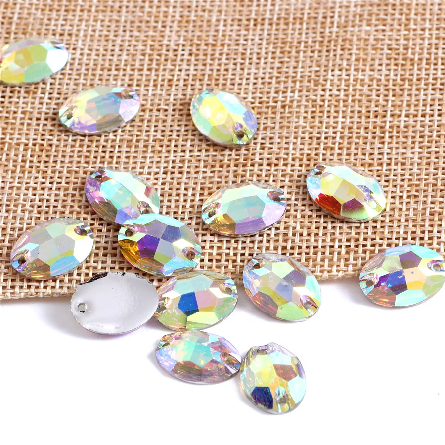 3 formati Ovale Della Resina Cucire Strass di Cristallo AB Argento Flatback Della Resina di Pietra di Cristallo per Cucire Accessori di