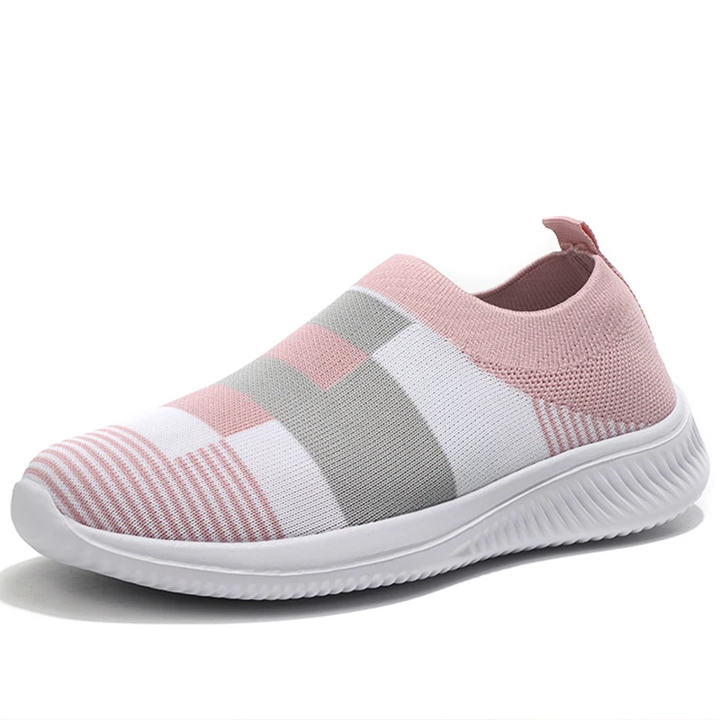 Giày Nữ Lưu Hóa Zapatillas Mujer Dệt Kim Sneakers Nữ Mới Giày Đế Bằng Phối Màu Vulcanize Giày Casual Chaussure Femme