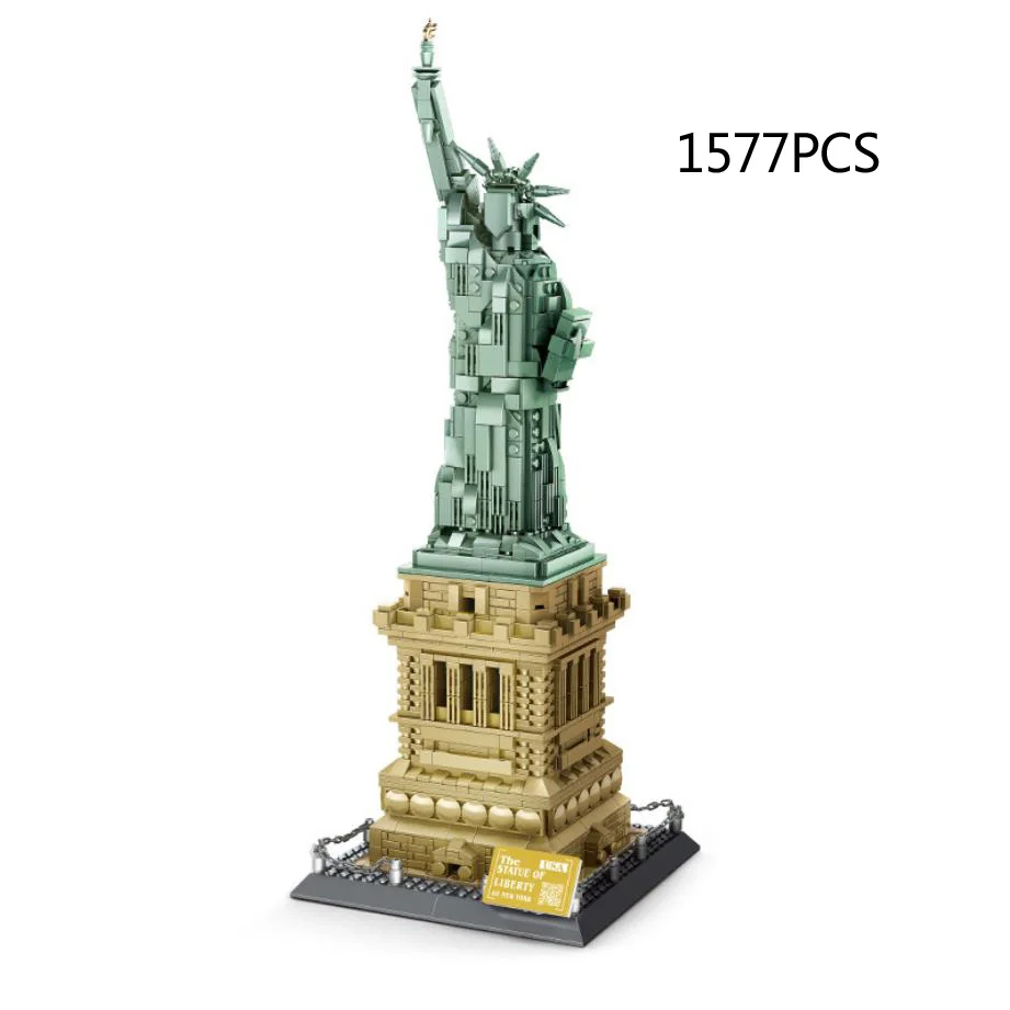 World Famous Modern Architecture Statue Of Liberty New York United States Building Block Assemble Model Bricks Toy For Gift