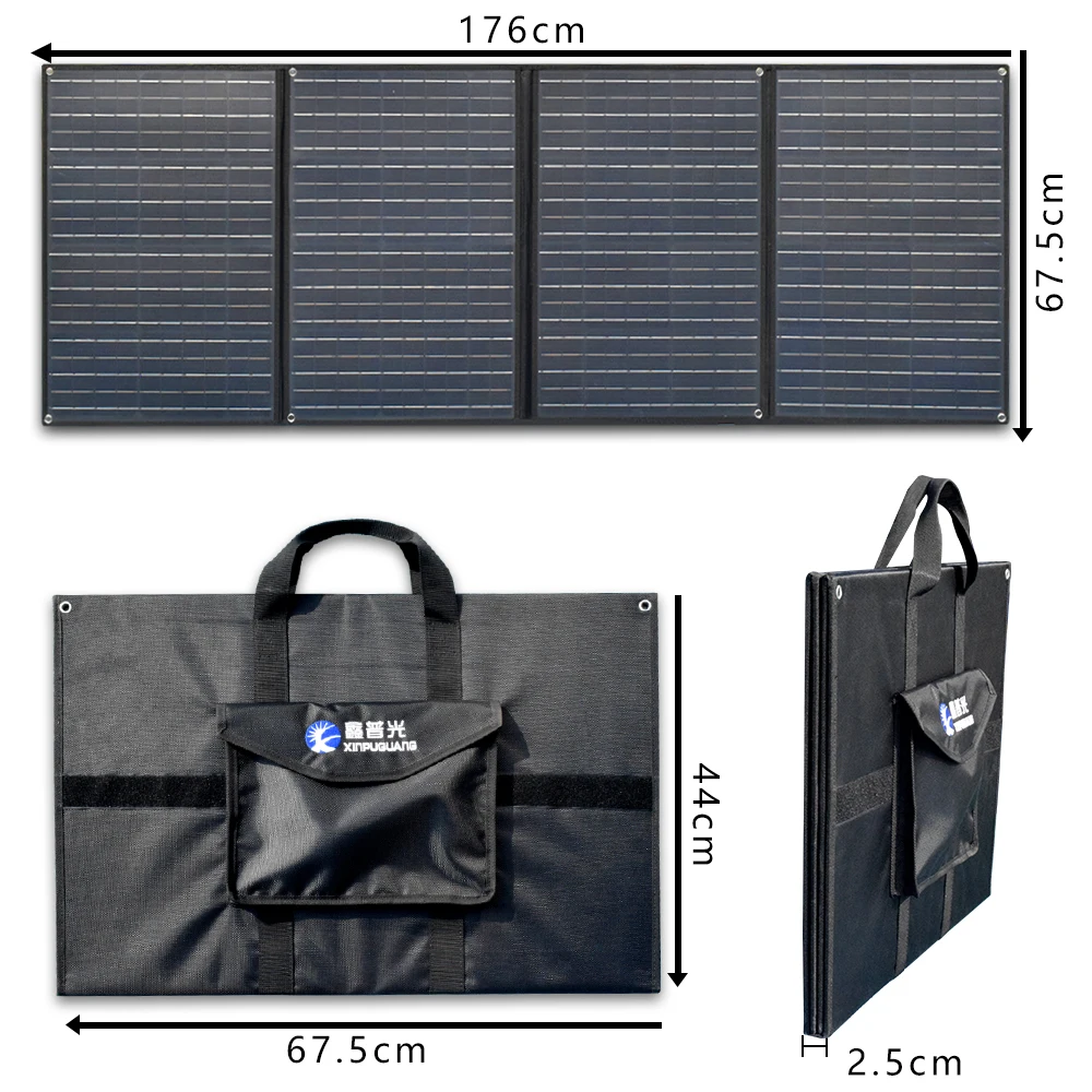 12V Solar Panel Foldable High Efficiency 100W 150W 200W 300W Solar Panel Kit Portable Solar Charger Handbag For Car RV Camping