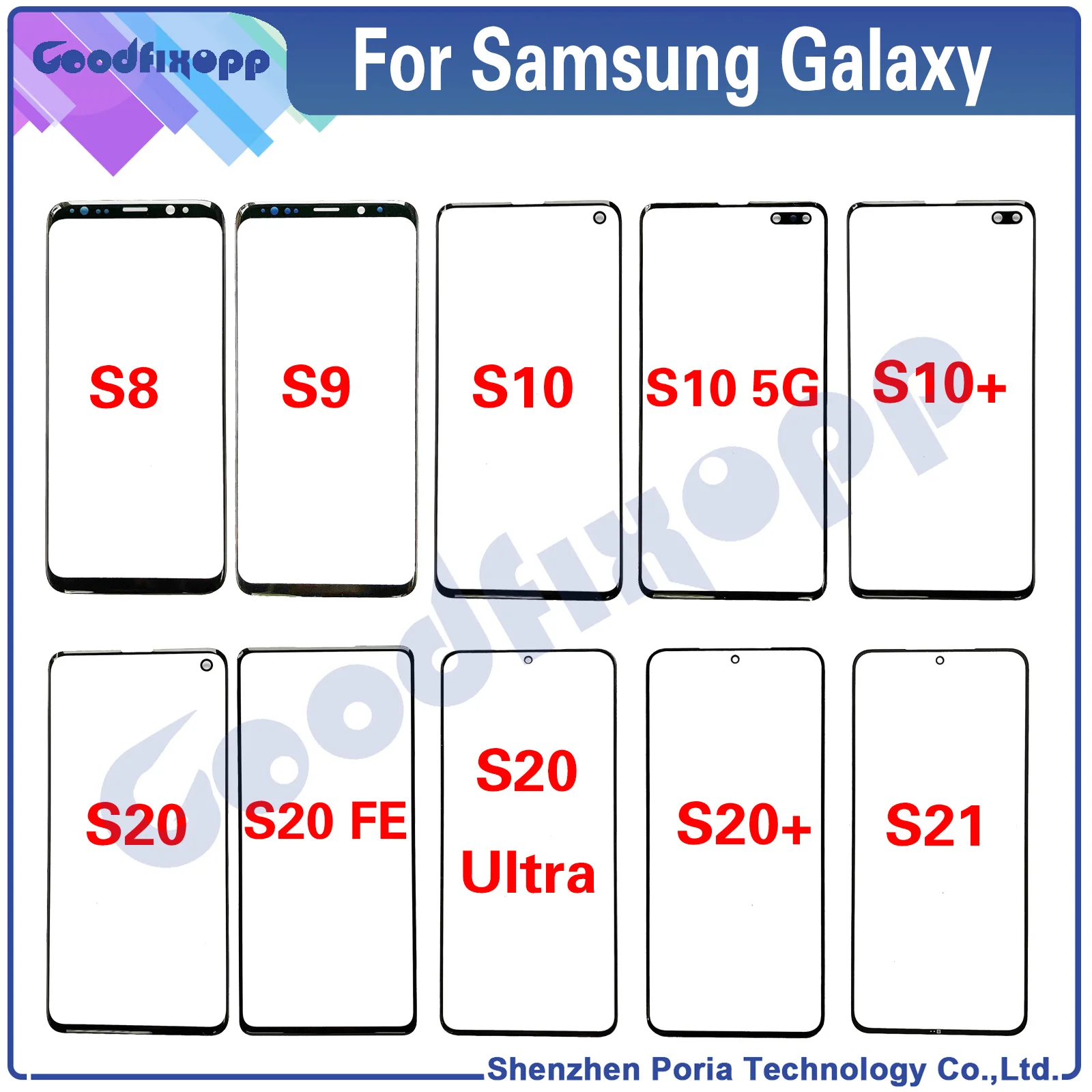 For Samsung Galaxy S8 S8+ S9 S9+ S10 S10+ S20 S20FE S20Ultra S20+ S21 4G 5G LCD Display Touch Front External Lens Glass Scree