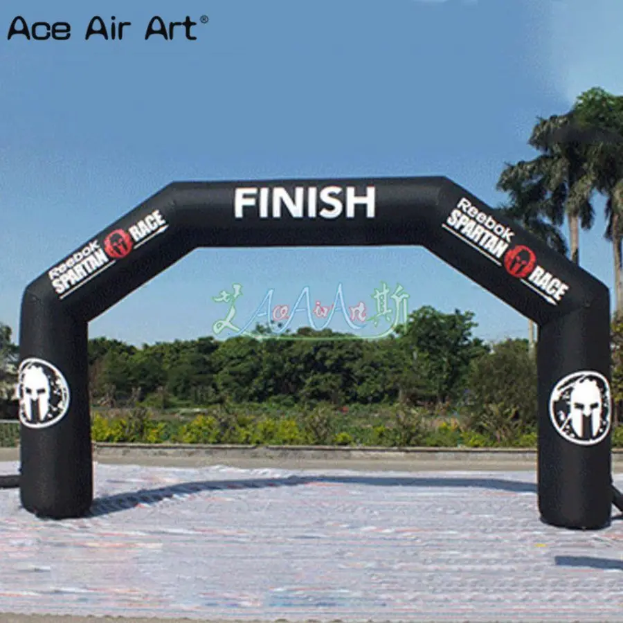 6mW× 4mH Fantastic Airblown Gantry Inflatable Black Finish Line Arch with Logo Print for Race Events