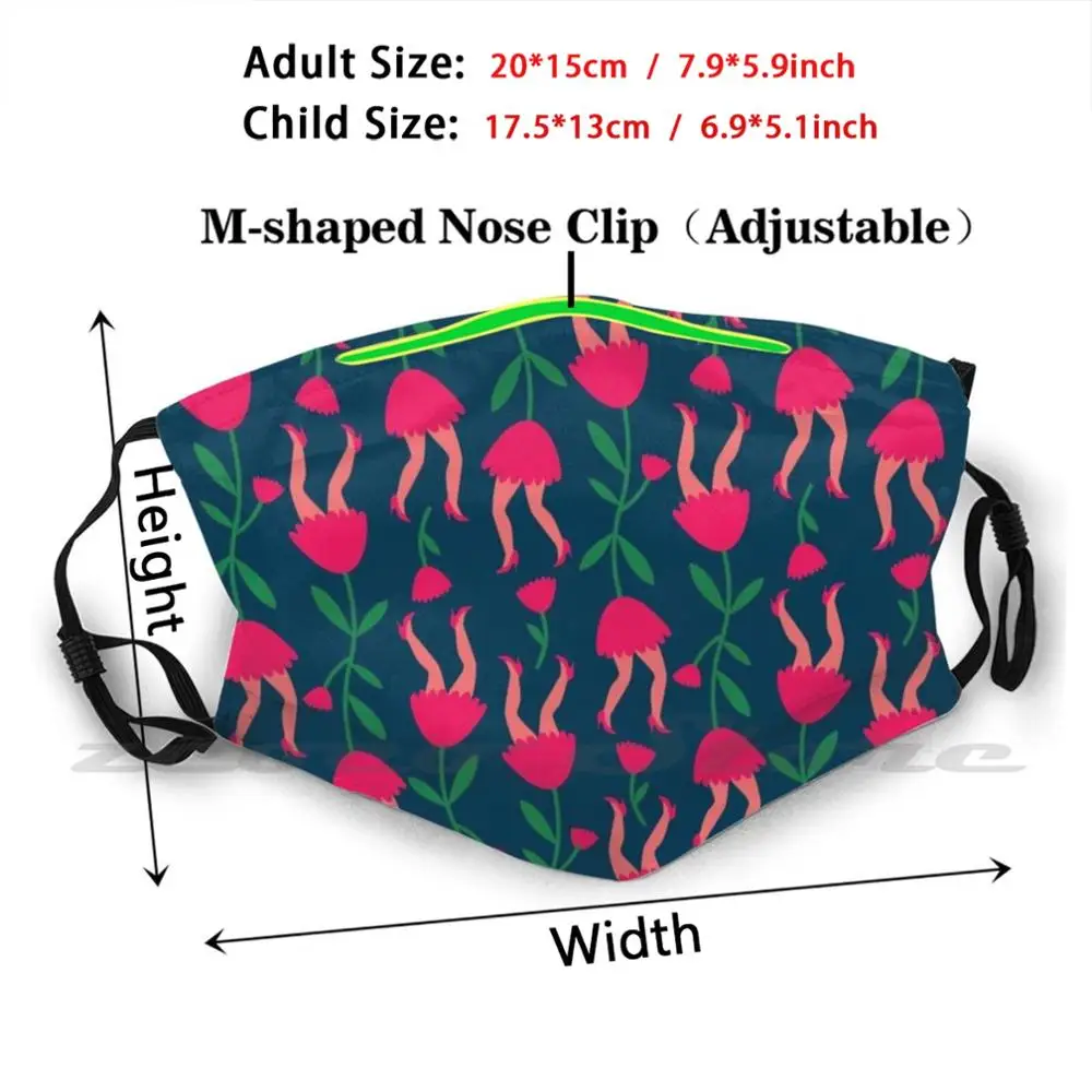 Tulip Pattern Mask Adult Child Washable Pm2.5 Filter Logo Creativity Tulips Legs Pattern Fun Quirky Sarahwouters Sarah Wouters