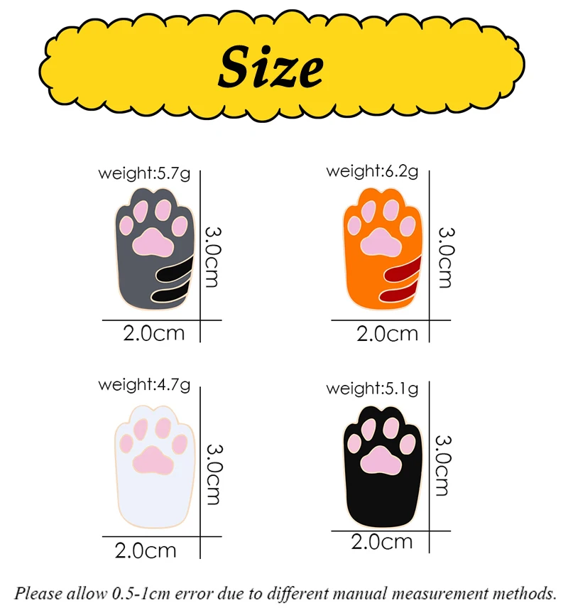 Women Kawaii Brooches Pins Badges Cute Dog Paw Pet Cat Claw Enamel Pin Girls Kids Animal Icon Jewelry Accessories Gift Wholesale