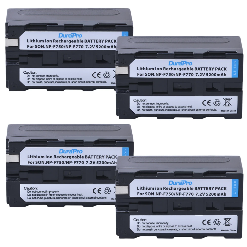 DuraPro 4pcs 5200mAH NP-F750 NP-F770 NP F750 NP F770 Li-ion Battery for Sony ccd-tr917 ccd-tr940 ccd-trv101 ccd-trv215 ccd-trv25