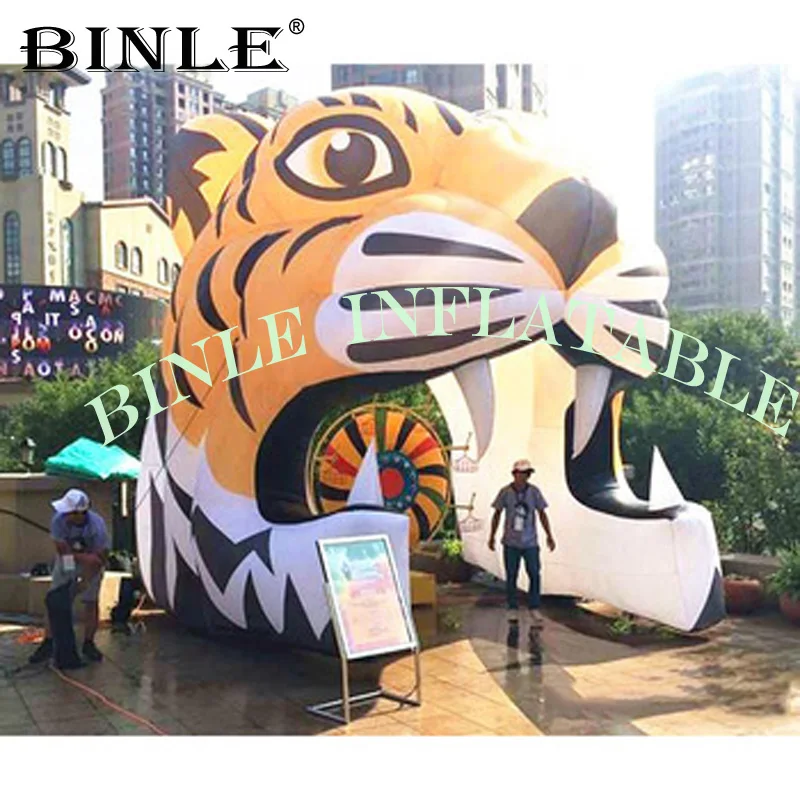 New popular oxford animal head inflatable tiger football tunnel for sports inflatable tiger mascot tunnel for sale