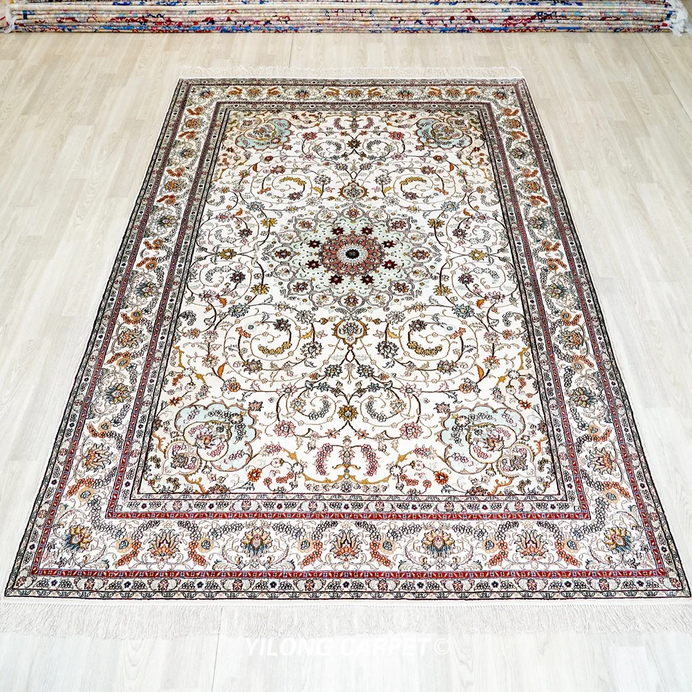 6'x9' Hand Knotted Silk Area Rugs for Living Room Classic Persian Carpet (YJH187AB)