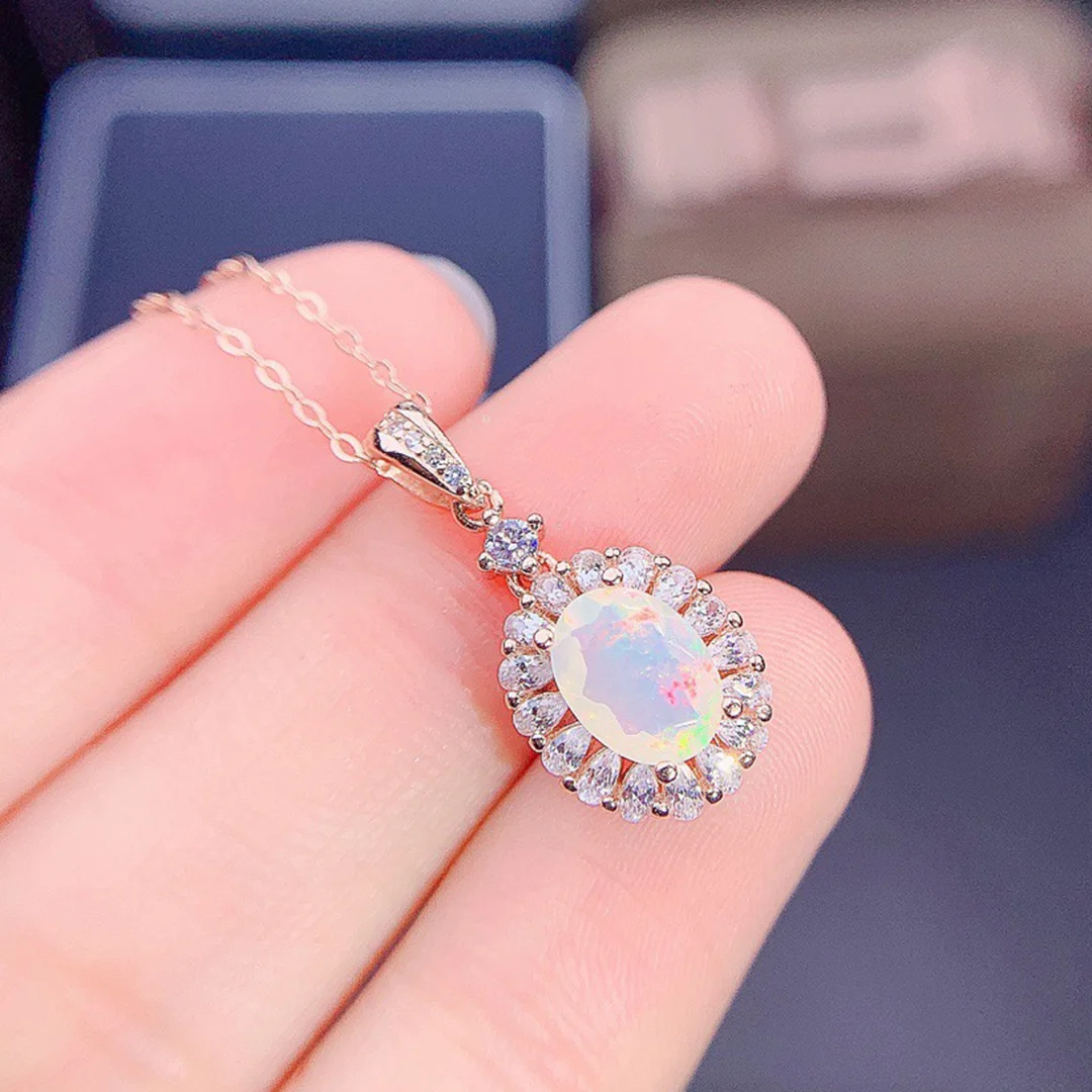 Women Silver Jewelry Ethiopia Faceted Opal Brilliant English Earrings 925 Silver Engagement Earrings