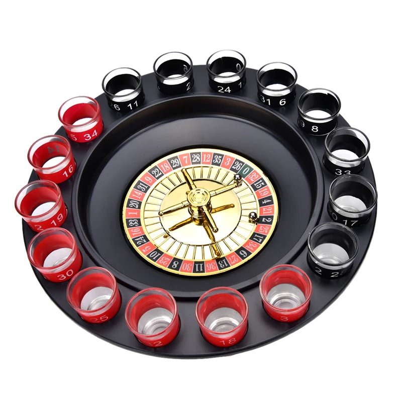 Hot Sale Russia Drinking Turntable Shot Glass Roulette Set Novelty Drinking Game With 16 Shot Glasses Adult Party Drinking Set