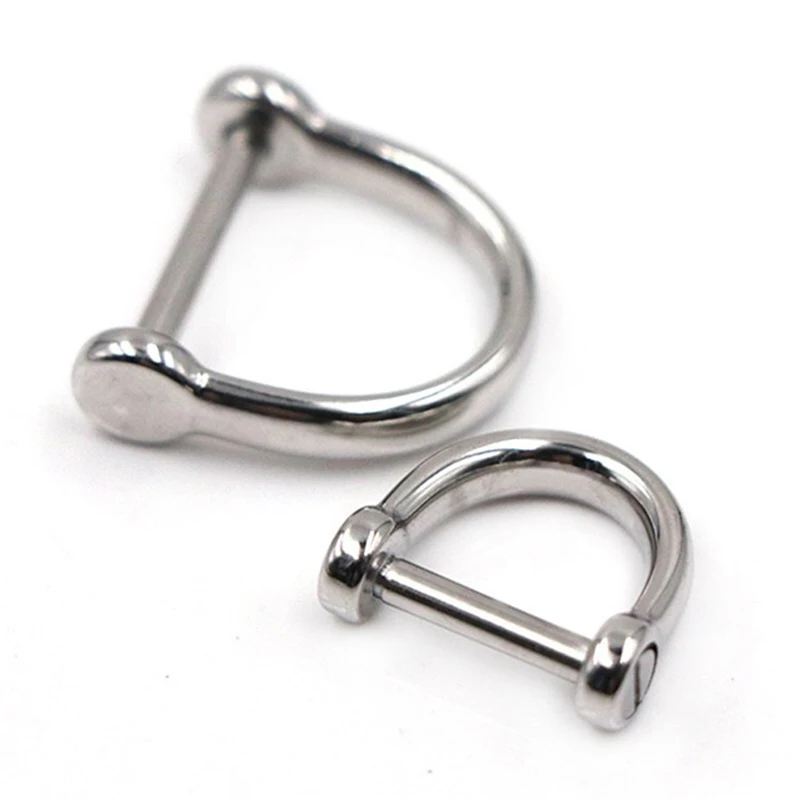 1 x Stainless steel D-ringshackle Buckle Keychain Ring Hook screw pin joint Connecter Bag Strap Clasp Leathercraft Parts