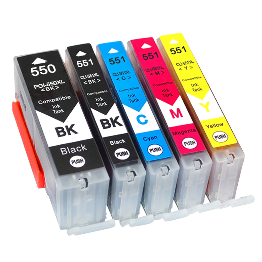 For Canon Ink Cartridges PGI-550Bk CLI-551BK CLI-551C CLI-551M CLI-551Y CLI-551GY PIXMA iP8750, MG6350, MG7150, MG7550, MX925