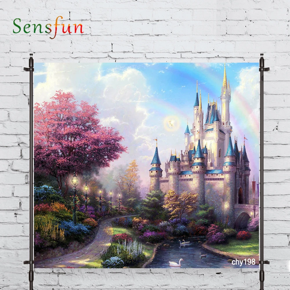 LEVOO New Photo Backdrop Castle Dream Fairy Tale Cartoon Colorful Background Nature Photocall Photo Studio Shoot Prop